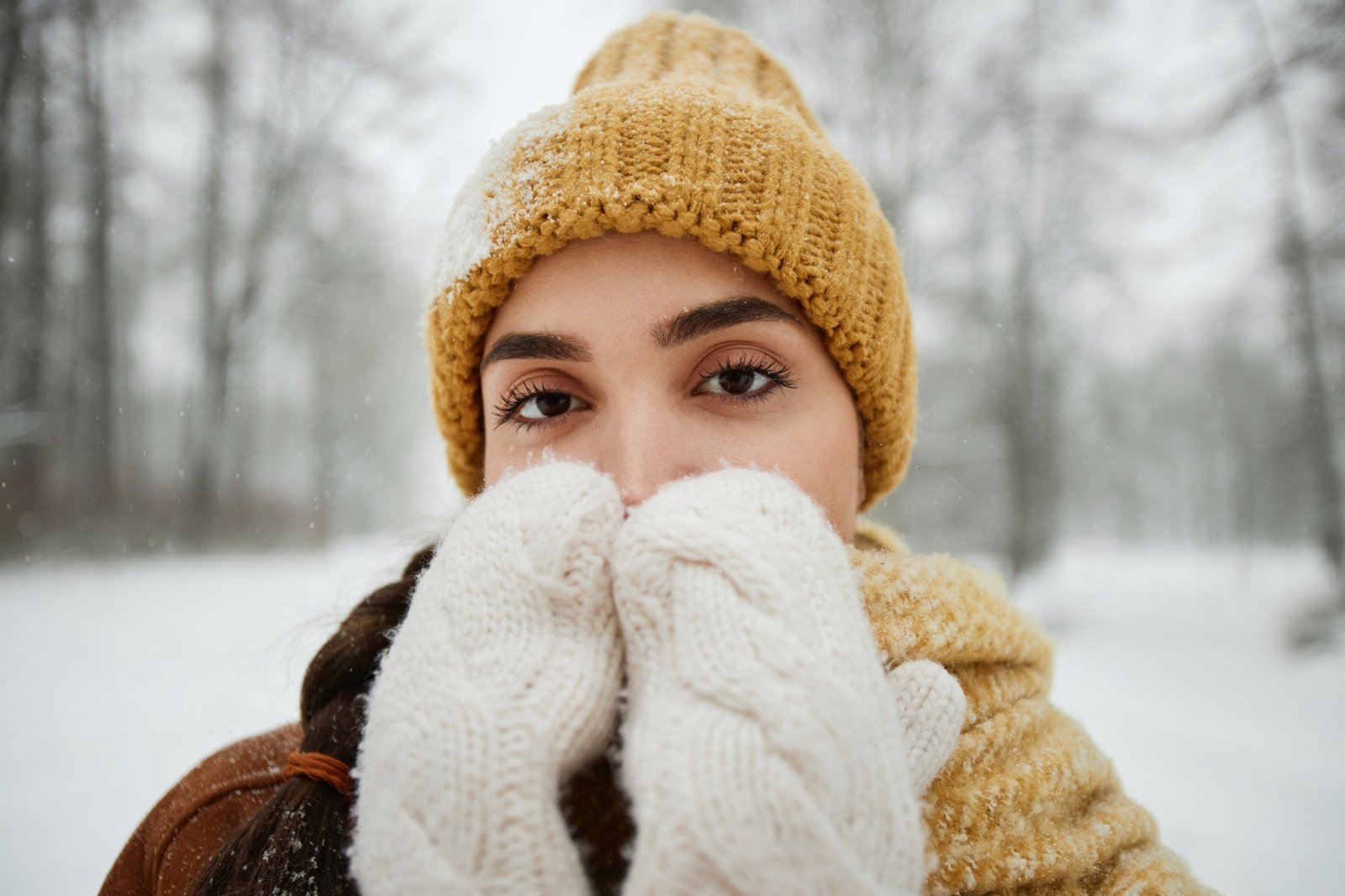 Close Up Portrait of Woman in Winter